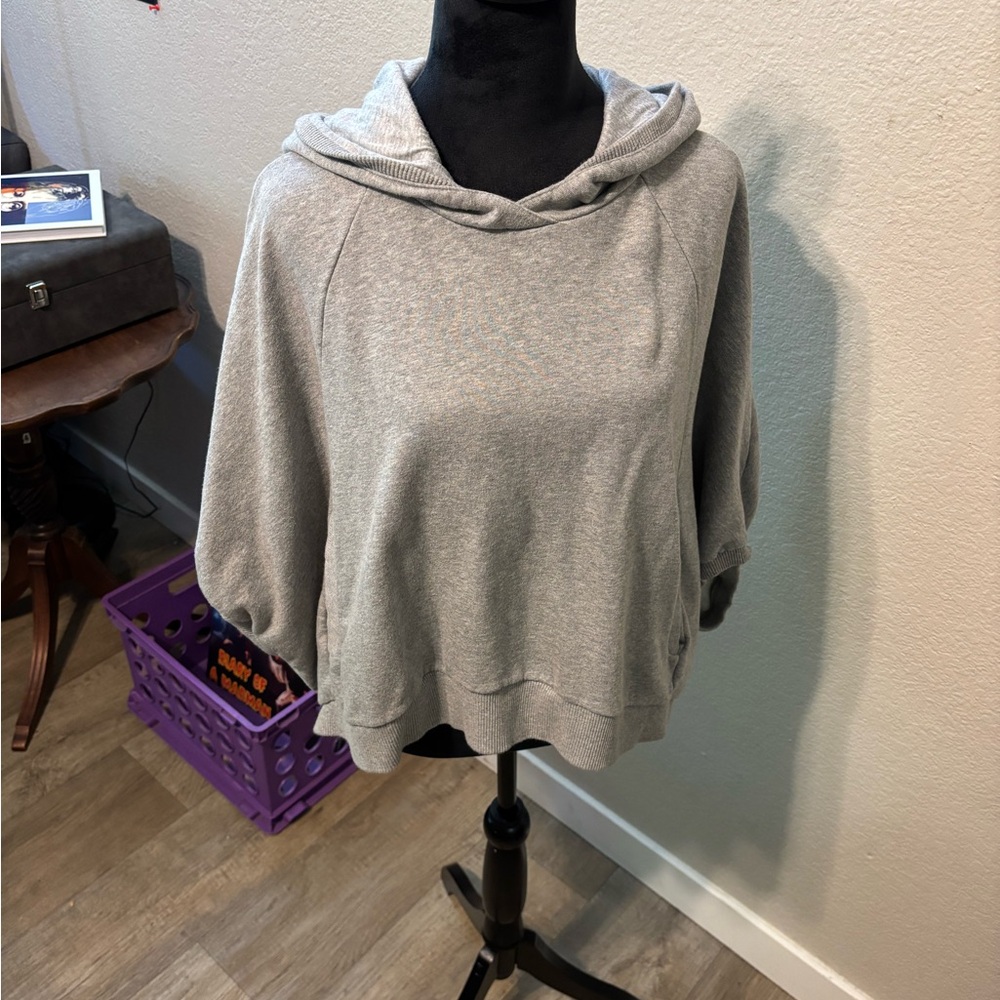 Plastic Island Light Gray Knit hoodie and poncho size Large
